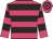 Rose body, black hooped, rose arms, black hooped, rose cap, black hooped