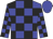 Blue body, black checked, blue arms, black checked, blue cap