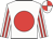 White body, red disc, white arms, red striped, white cap, red quartered
