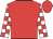 Red body, white arms, red checked, red cap