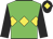 Green body, yellow diamond hoop, black sleeves, black cap, yellow diamond