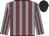 Grey body, garnet striped, grey arms, garnet striped, black cap