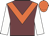 Garnet body, orange chevron, white arms, orange cap