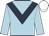 Light blue body, dark blue chevron, light blue arms, white cap