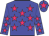 Blue body, rose stars, blue arms, rose stars, blue cap, rose star
