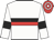 white, black and red hoop, black armbands, red and white hooped cap