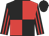 Black and red quartered, striped sleeves, black cap