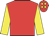 red, yellow sleeves, yellow spots on cap