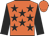 orange, black stars, black sleeves, orange cap