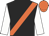 black, orange sash, white sleeves, orange cap