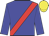 blue, red sash, yellow cap