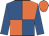 royal blue and orange quartered, royal blue sleeves, orange cap