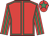 Red, emerald green seams, striped sleeves and star on cap