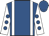 Royal blue, white braces, white sleeves, royal blue spots