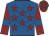 Royal blue, maroon stars, maroon sleeves, royal blue armlets and stars on maroon cap