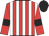 Red and white stripes, red sleeves, black armlets, black cap