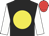Black, yellow disc, white sleeves, red cap