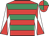 Red, emerald green hoops, white and red diabolo on sleeves, red and emerald green quartered cap