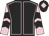 Black, pink seams, pink and black chevrons on sleeves, black cap, pink diamond