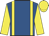 Royal blue, yellow braces, sleeves and cap