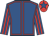 Royal blue, red seams, striped sleeves, red cap, royal blue star