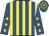 Royal blue and yellow stripes, royal blue sleeves, yellow stars, hooped cap