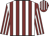 White and maroon stripes, maroon and white striped sleeves and cap