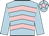 Light blue, pink chevrons, light blue sleeves, light blue cap, pink star