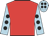 Red, pale blue and black spotted sleeves and cap