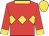 Red, gold band of diamonds, collar, cuffs and cap