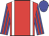 Red, white braces, blue and red striped sleeves, blue cap