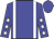 Bright blue, white braces, collar and cuffs, bright blue sleeves, white stars, bright blue c