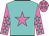 Turquoise, hot pink star, turquoise stars on hot pink sleeves,  turquoise stars on hot pink cap