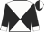 White and black quartered diagonally, black sleeves, white cuffs, halved cap