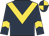 Dark blue, gold chevron, dark blue sleeves, gold chevron, quartered cap