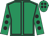Emerald green, black seams, emerald green sleeves, black spots and spots on cap