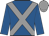Royal blue, grey cross belts, grey cap