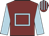 Maroon, light blue hollow box and sleeves, striped cap