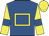 Royal blue, yellow hollow box, yellow sleeves, royal blue armlets, yellow cap