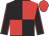 Black and red (quartered), black sleeves, red seams, red cap
