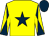Yellow, dark blue star, diabolo on sleeves, dark blue cap