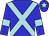 Blue, light blue cross sashes, armlets and star on cap