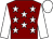 Maroon, white stars, white sleeves & cap