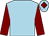 Light blue, maroon sleeves, light blue cap, maroon diamond