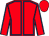 Red, royal blue seams, red cap