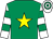 Emerald green, yellow star, white & emerald green hooped sleeves & cap
