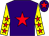 Purple, red star, yellow sleeves, red stars, purple cap, red star