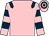 Pink, dark blue epaulettes, hooped sleeves & cap