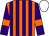 Orange body, purple striped, purple arms, orange armlets, white cap
