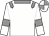 White, grey epaulettes, grey collar and armbands, quartered cap